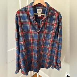 LL Bean Men L Traditional Fit Flannel Button Up Scotch Plaid Multicolor 228061